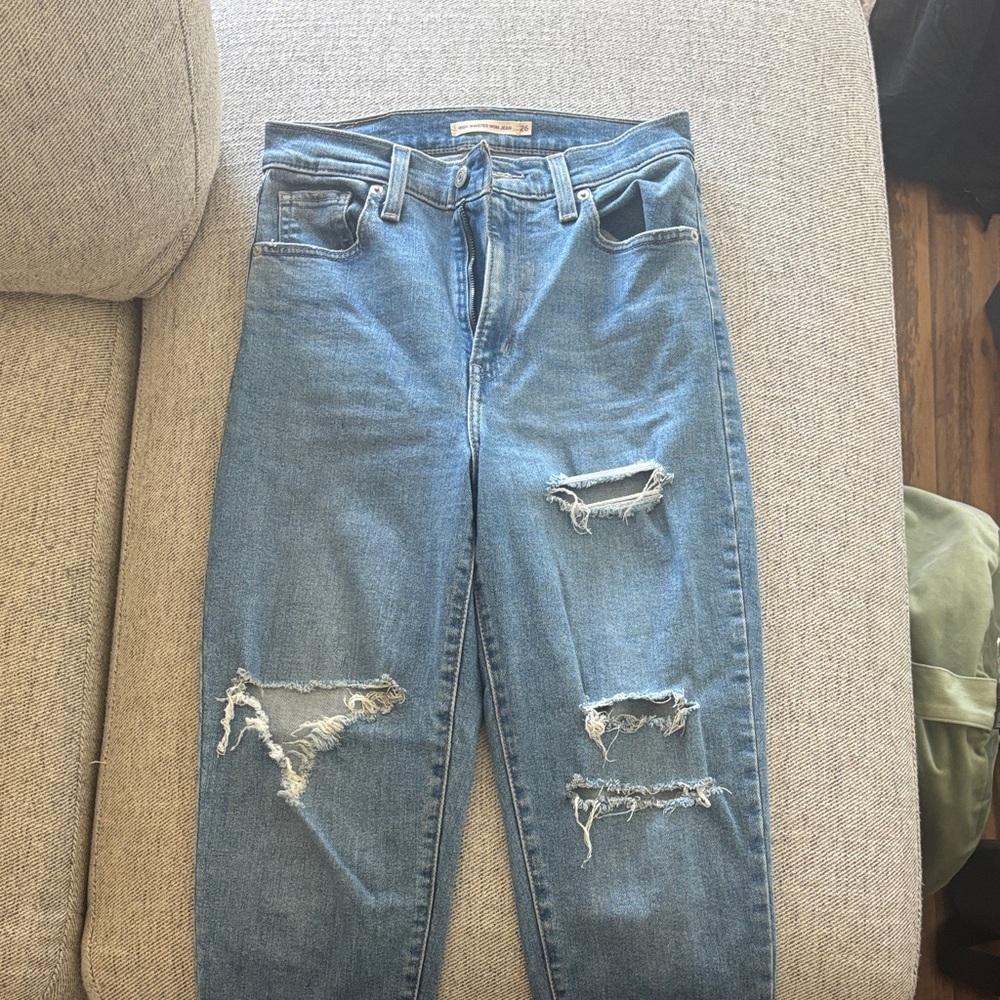 Distressed Blue Jeans